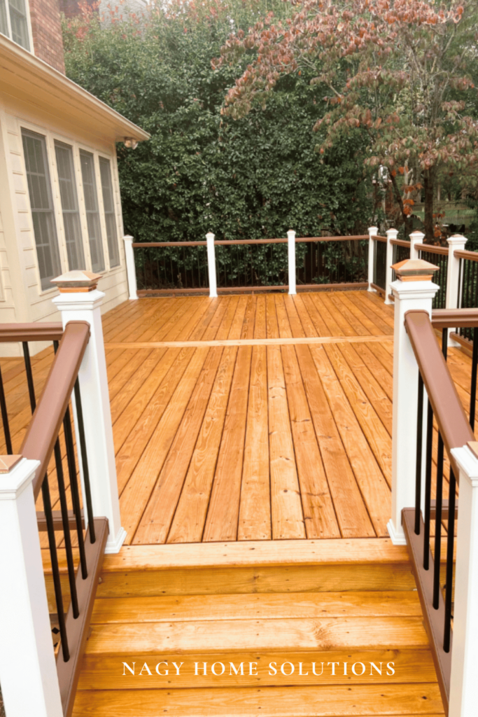 Completed hybrid wood and composite deck in Winston Salem NC.
