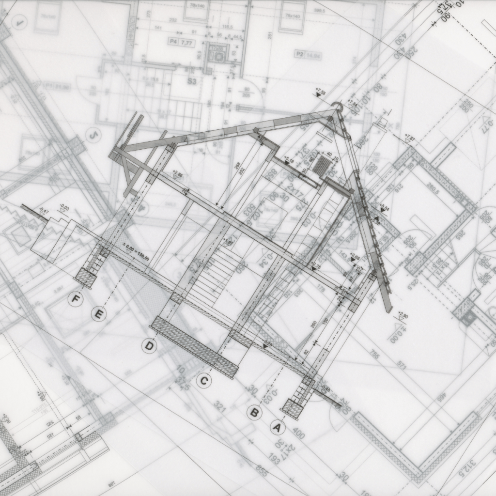 Architectural blueprints showing plans for a second story addition.